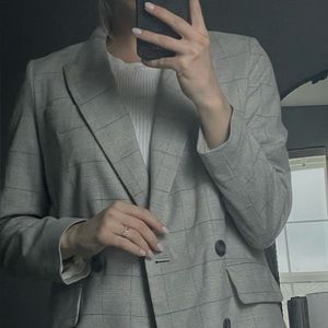 Gray plaid blazer